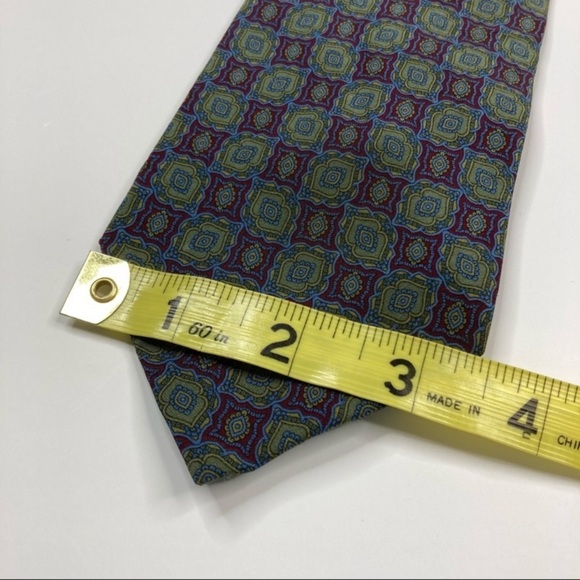 3/$30 George Kent | Vintage Green/Maroon Silk Necktie - Picture 5 of 6